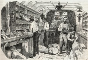 Correos: interior de la oficina ambulante - Grabado en "Tableau-de-Paris" por Edmond Texier 1852 de French School