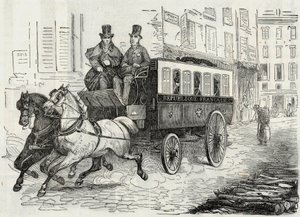 Correos: el ómnibus de los carteros - Grabado en "Tableau-de-Paris" de Edmond Texier 1852 de French School