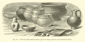 Cerámicas galo-romanas negras, grises y rojas, encontradas en los alrededores de París