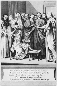 Práctica de asistencia y curación milagrosa de Aubigan, ilustración de La verité des miracles de M. de Paris... por Louis Basile Carre de Montgeron de French School