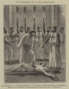 Precursores de la masonería: los Caballeros Templarios (grabado) de French School