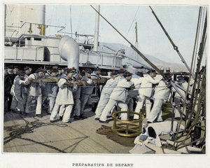 Preparativos para la partida - en “Álbum militar - Marina: La vida a bordo” de French School