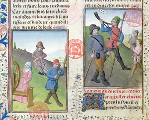 Preparando redes para la caza, del Livre de la Chasse de Gaston Phebus de Foix (1331-91) de French School