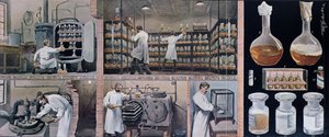 Preparando sueros para combatir la tuberculosis, de Les Animaux, c.1900 de French School