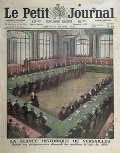 Presentación de las Condiciones de Paz Aliadas a los Delegados Alemanes el 7 de mayo de 1919 en Versalles, portada de Le Petit Journal, 25 de mayo de 1919 de French School