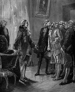 Presentación al Rey de Francia Luis XVI de la propuesta para la creación del Conservatorio de Artes y Oficios en 1783 de French School