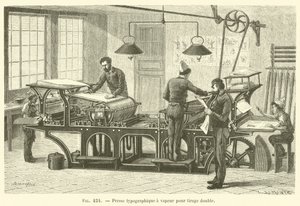 Presse typographique a vapeur pour tirage double (grabado) de French School