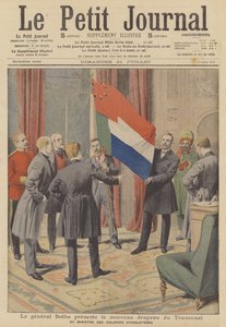 El Primer Ministro Louis Botha presentando la nueva bandera de la Colonia de Transvaal a la Colonia Británica