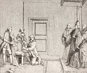 Prisionero sometido a tortura por Brodequin, 1875 de French School
