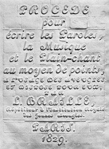 Procedimiento para escribir las Palabras, la Música y el Canto llano mediante puntos, para uso de los ciegos y dispuesto para ellos por Louis Braille, 1829 de French School