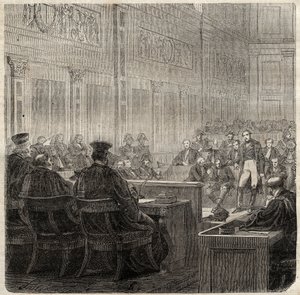 Proceso por la Corte Real de Poitiers del General Jean Baptiste Breton, conocido como Berton (1769-1822) en 1822 de French School