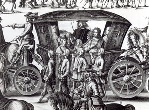 Procesión de la entrada del joven rey Luis XIV como niño en la ciudad de París el 18 de agosto de 1649, detalle