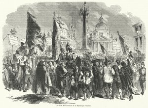 Proclamación de la República Romana, Italia, 9 de febrero de 1849 de French School