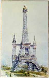 Proyecto para modificar la Torre Eiffel para la exposición de 1900 (mayo de 1896). Grabado de 1896. París, Archivos Nacionales de French School