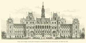 Proyecto de M Magne, uno de los más destacados en el concurso para la reconstrucción del Hôtel de Ville de French School