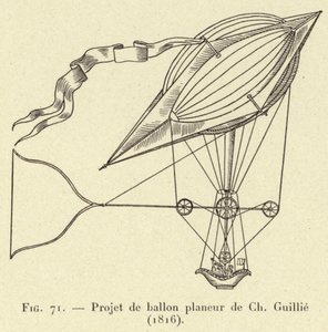 Proyecto de globo planeador de Ch Guillie (1816) (grabado)