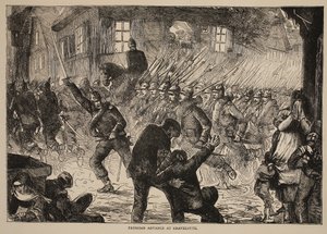 Avance prusiano en Gravelotte, ilustración de la Historia de la Guerra entre Francia y Alemania, 1870-1871 de French School