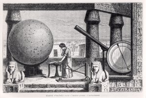 Ptolomeo (c.90-168) (Claudio Ptolomeo) en el observatorio de Alejandría, de La Vie des Savants Illustres por Louis Figuier