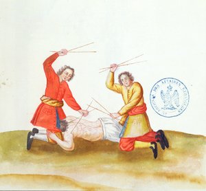 Castigo con palos, de Voyage en Russie, 1731