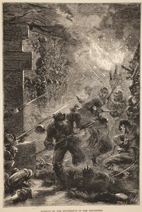 Persecución de los insurgentes en las Catacumbas, mayo 1871, ilustración de la Historia de la Guerra entre Francia y Alemania, 1870-1871 de French School
