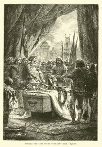 Colocando las llaves en el féretro de Du Guesclin de French School