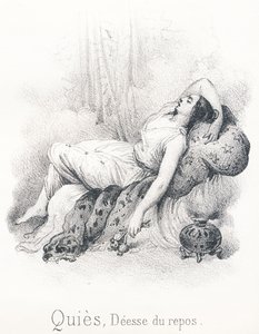 Q Quies: Diosa de la tranquilidad y el descanso, esposa de Sueño, hijo del Erebo y la Noche de French School