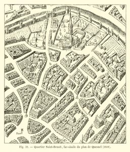 Barrio Saint-Benoit, facsímil del plan de Quesnel, 1608 de French School