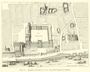 Barrio del Louvre en 1714, facsímil del plano de Boudan de French School