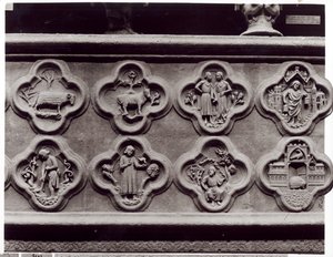 Cuatrofoilos con los Signos del Zodiaco, Trabajos del Año, y los profetas Sofonías y Ezequiel, de la Catedral de Notre-Dame en Amiens (molde de yeso)