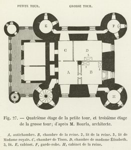 Cuarto piso de la pequeña torre, y tercer piso de la gran torre; según M. Bourla, arquitecto de French School