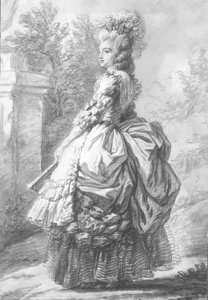 La reina María Antonieta (1755-93) caminando en un jardín, 1780