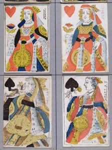Reina de Espadas y Reina de Corazones, cartas de juego, siglos XVII - XVIII