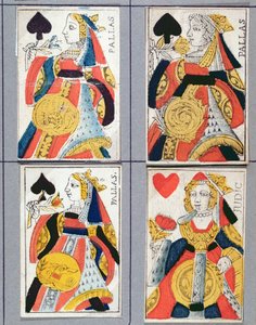 Reina de Espadas y Reina de Corazones, cartas de juego, siglos XVII - XVIII