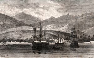 Rada de Tahití - Tahití - grabado en “La Francia ilustrada: geografía, historia, administración estadística” por V.A. Malt-Brown. 1884