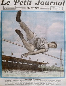 Salto de altura récord en los 8º Juegos Olímpicos, París, 1924, ilustración de portada de Le Petit Journal 20 de julio de 1924