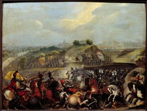 Guerras religiosas: Enrique IV en la Batalla de Ivry el 14/03/1590 de French School