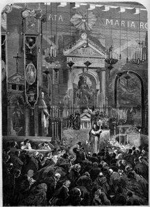 Ceremonia religiosa durante el mes de María (mayo), París