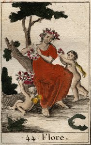 Representación de Flora, diosa de las flores. De "Mitología de la Juventud" por Pierre Blanchard 1803 de French School
