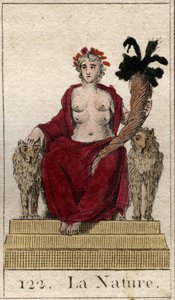 Representación de la Naturaleza como una mujer en un trono con un cuerno de la abundancia, con muchos pechos para alimentar a todos los seres. De “Mitología de la juventud” por Pierre Blanchard 1803 de French School