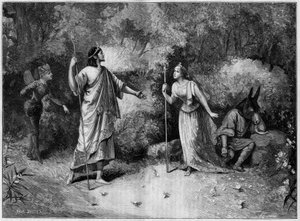 Representación teatral: "El sueño de una noche de verano" de Paul Meurice (1818-1905) según William Shakespeare (1564-1616). París, Teatro Nacional de la Odeon. de French School