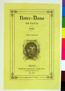 Reproducción de la portada de la primera edición de Notre-Dame de París de Victor Hugo (1802-85) publicada en 1831 de French School