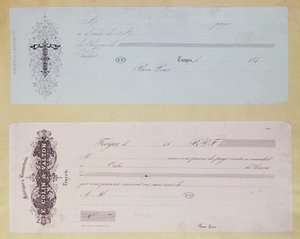 Solicitudes de pago, emitidas en Troyes en la década de 1840 de French School