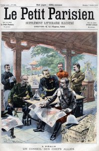 Rebelión de los Bóxers: Un consejo de los jefes aliados (francés, ruso, americano, inglés, japonés) (CONSEJO DE GUERRA ALIADO) - en "Le Petit Parisien" de French School