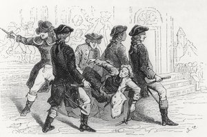 Revuelta en Rennes, caballero herido, ilustración de Bretagne et Vendee, Histoire de la Révolution dans l