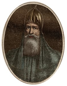 Riourik (Riurik, Rurik Rouri) príncipe varego del siglo IX - Retrato de Rurik, un jefe varangiano y fundador de la Rus de Kiev (ca. 830-ca. 879) - Nueva Enciclopedia Nacional por Maurice La Charest - 1870 - de French School