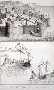Maquinaria romana para la guerra naval, de la 