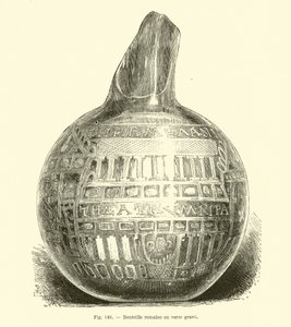 Botella de vidrio grabada romana de French School