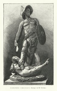 Gladiadores romanos luchando (grabado)