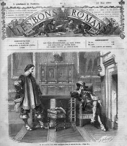 Serie romana: “Los Tres Mosqueteros” por Alexandre Dumas (1802-1870). Monsieur de Treville regresa audazmente a la oficina del rey. Grabado en “Les bons romances” de French School