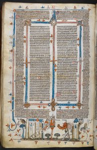 Real MS 10 E IV, f.209v, El pintor y el diablo, de las Decretales de Gregorio IX con glosa de Bernardo de Parma (las "Decretales de Smithfield"), c.1300-40 (vitela) de French School